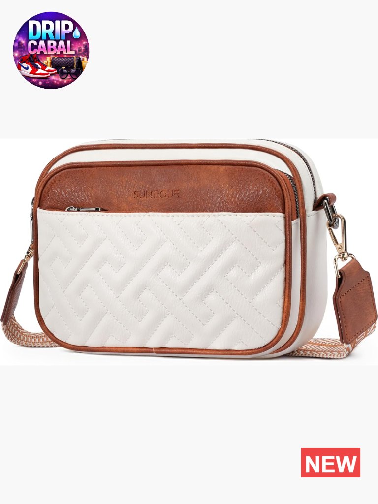Quilted Vegan Leather Crossbody Bag With Rfid Slots, Adjustable Strap